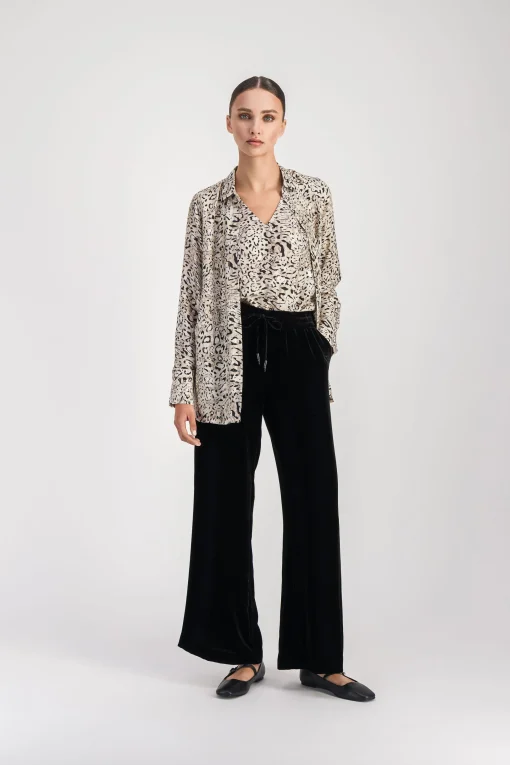 Pantalon taille haute velours noir