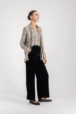 Pantalon taille haute velours noir