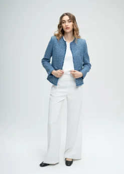 Pantalon évasé à pont blanc