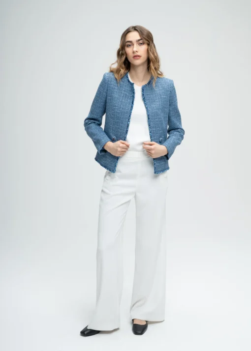 Pantalon évasé à pont blanc