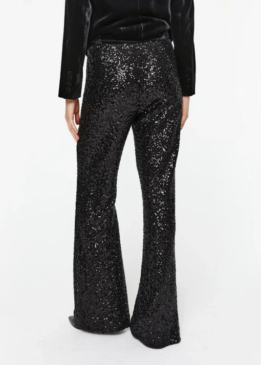 Pantalon évasé à sequins noir