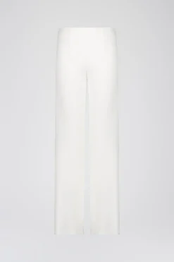 Pantalon évasé blanc cassé à plis structurés