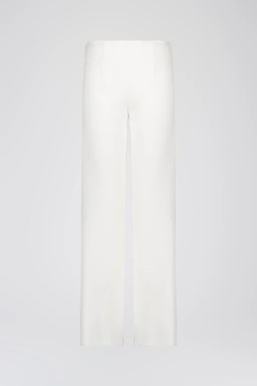 Pantalon évasé blanc cassé à plis structurés