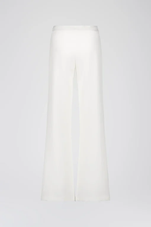 Pantalon évasé blanc cassé à plis structurés
