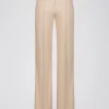 Pantalon évasé en satin de coton beige
