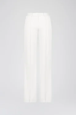 Pantalon évasé en satin de coton blanc optique