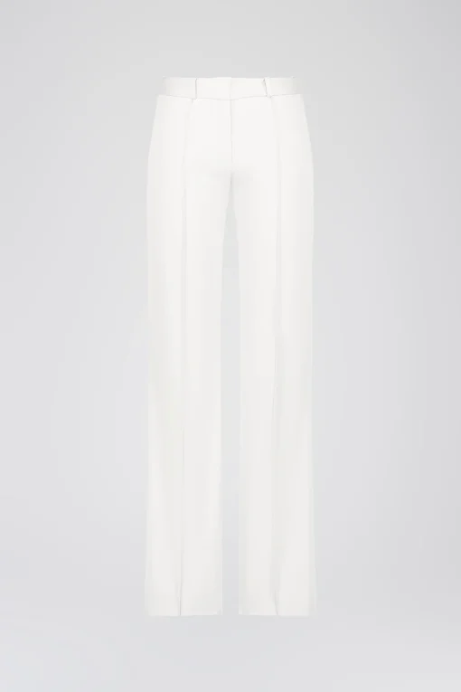 Pantalon évasé en satin de coton blanc optique