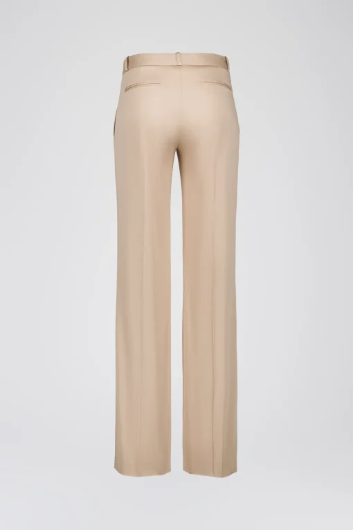Pantalon évasé en satin de coton beige