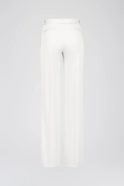 Pantalon évasé en satin de coton blanc optique