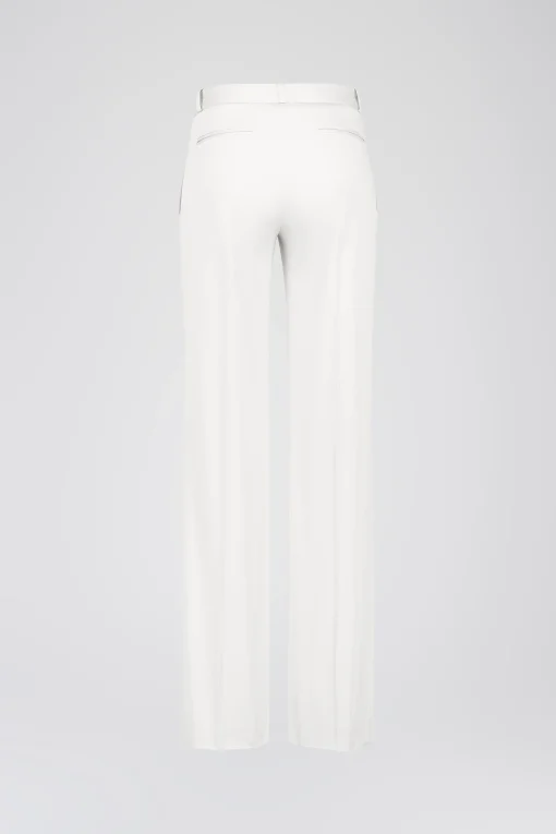 Pantalon évasé en satin de coton blanc optique