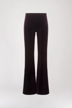 Pantalon évasé en velours grenat