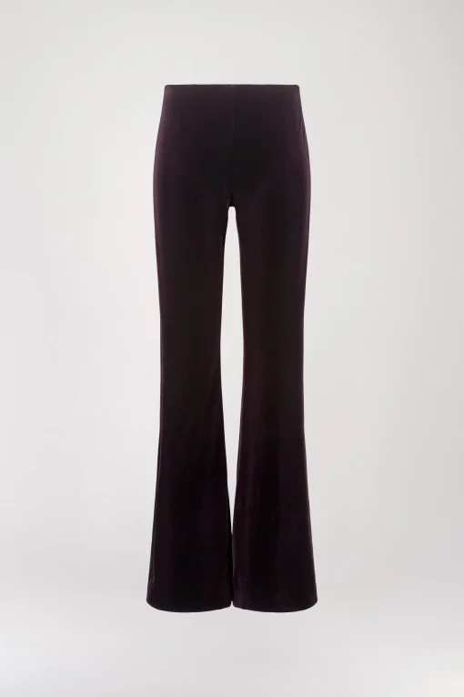 Pantalon évasé en velours grenat