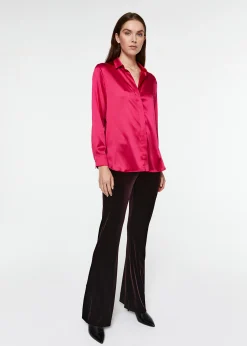 Pantalon évasé en velours grenat