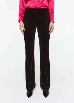 Pantalon évasé en velours grenat