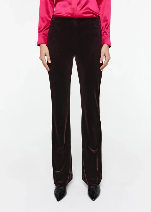 Pantalon évasé en velours grenat