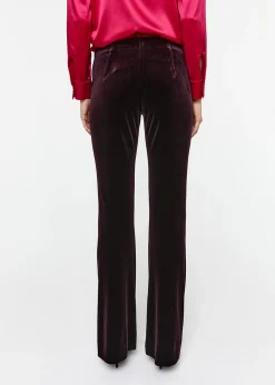 Pantalon évasé en velours grenat