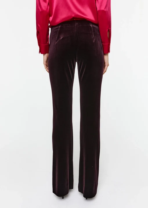 Pantalon évasé en velours grenat
