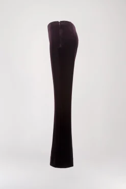 Pantalon évasé en velours grenat