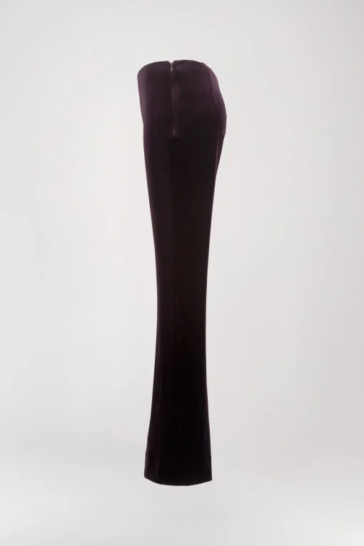 Pantalon évasé en velours grenat