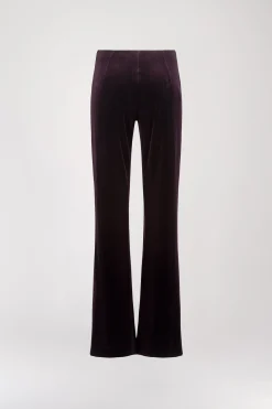 Pantalon évasé en velours grenat
