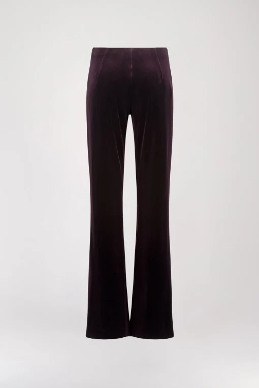 Pantalon évasé en velours grenat