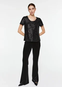 Pantalon évasé en velours noir