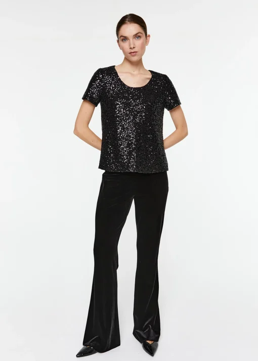 Pantalon évasé en velours noir