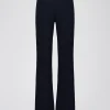 Pantalon évasé marine à plis structurés