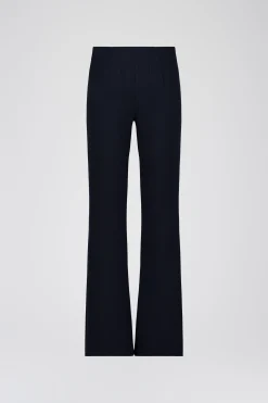 Pantalon évasé marine à plis structurés