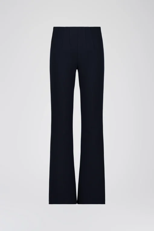 Pantalon évasé marine à plis structurés