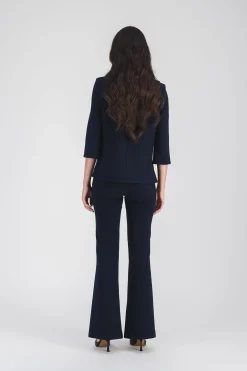 Pantalon évasé marine à plis structurés