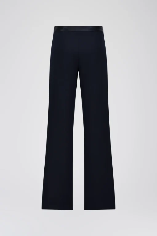 Pantalon évasé marine à plis structurés
