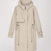 Parka à capuche mi-longue beige