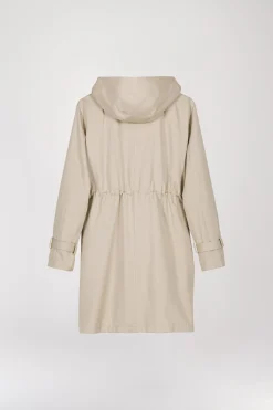 Parka à capuche mi-longue beige