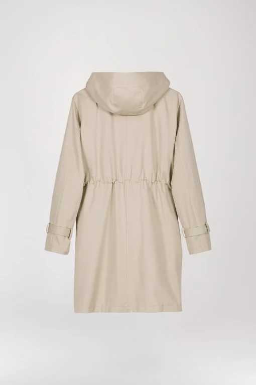 Parka à capuche mi-longue beige