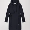 Parka à capuche mi-longue marine