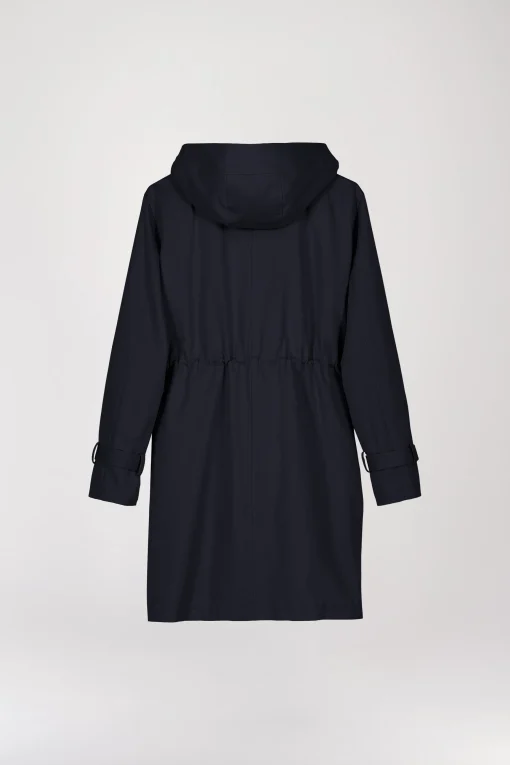 Parka à capuche mi-longue marine