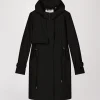 Parka à capuche mi-longue noire