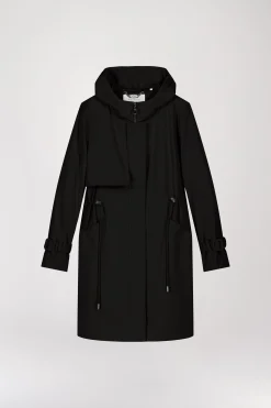 Parka à capuche mi-longue noire
