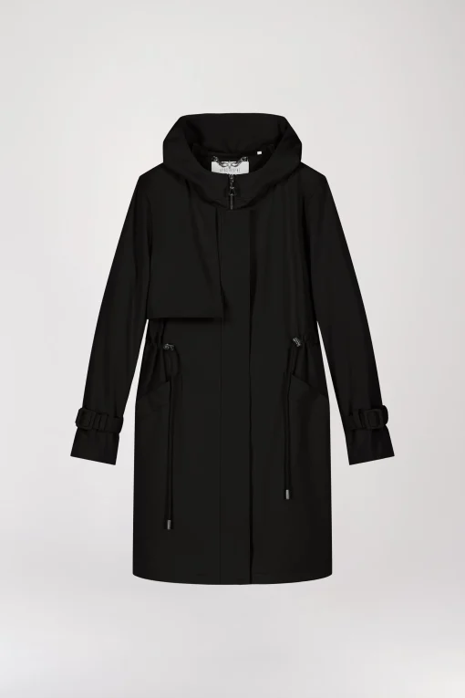 Parka à capuche mi-longue noire