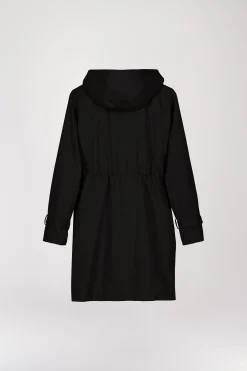 Parka à capuche mi-longue noire