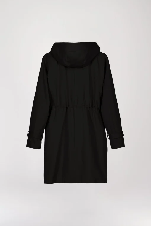 Parka à capuche mi-longue noire