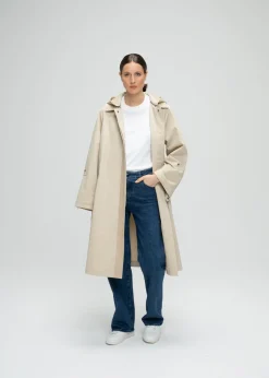 Parka mi-longue beige