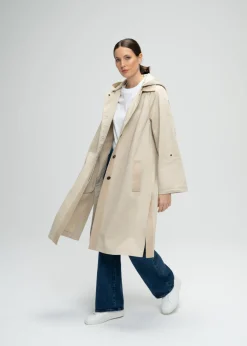 Parka mi-longue beige