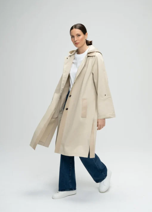 Parka mi-longue beige