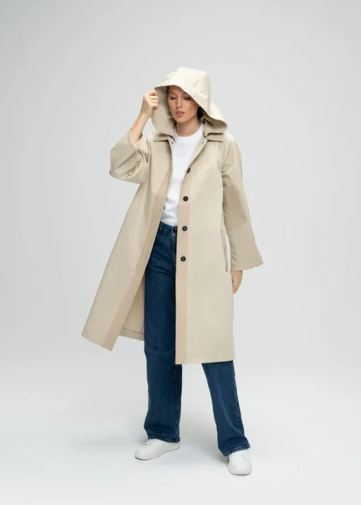 Parka mi-longue beige