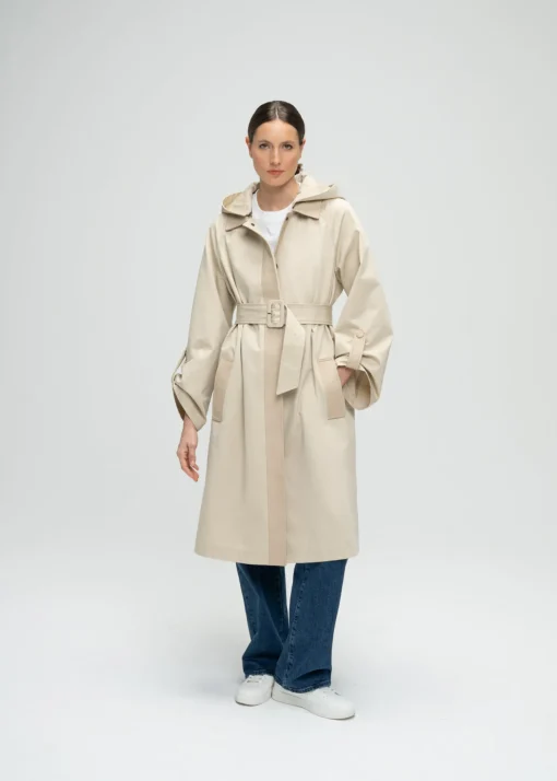 Parka mi-longue beige