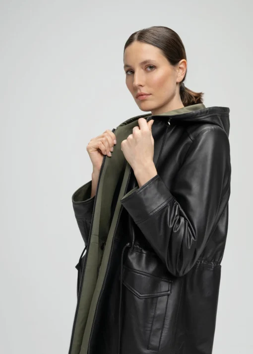 Parka réversible noire et kaki