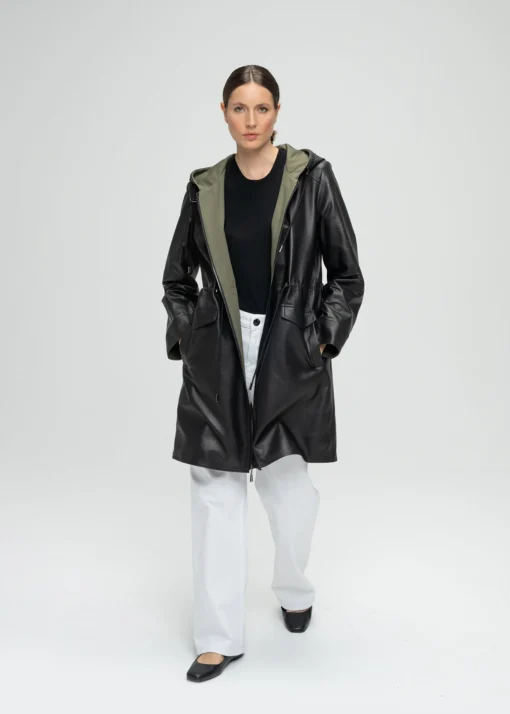 Parka réversible noire et kaki