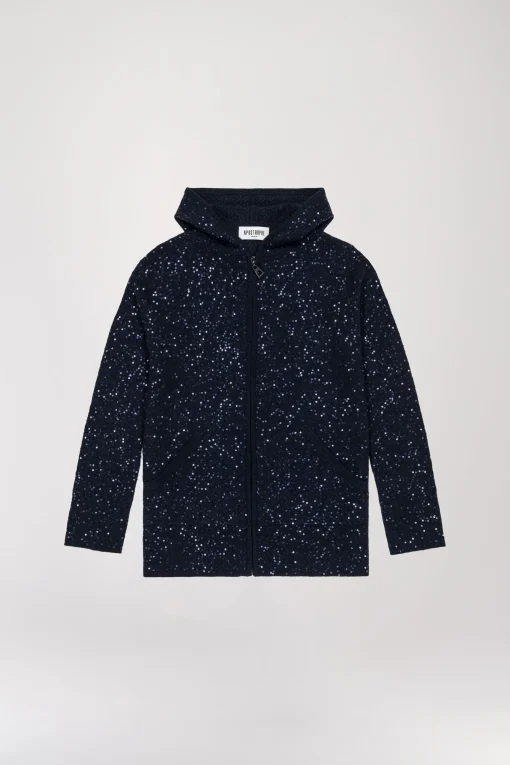 Pull à capuche à sequins marines